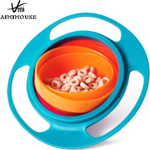 Baby Universal Gyro Bowl for Baby Children Rotary Balance Novelty Gyro Umbrella 360 Rotate Spill-Proof Solid Baby Feeding Dishes