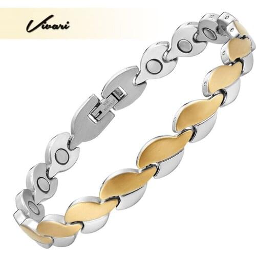 Vivari Trendy Heart Stainless Steel Magnetic Bracelet For Women 2-tone Ionic Plating Wristband Charm Bio Jewelry Bangles