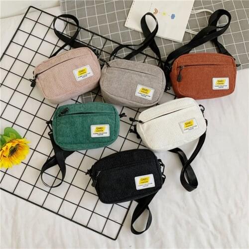Women Mini Shoulder Bag Fashion Corduroy Small Crossbody Female Canvas Casual Handbags Ladies Cell Phone Bags Purse Students Bag