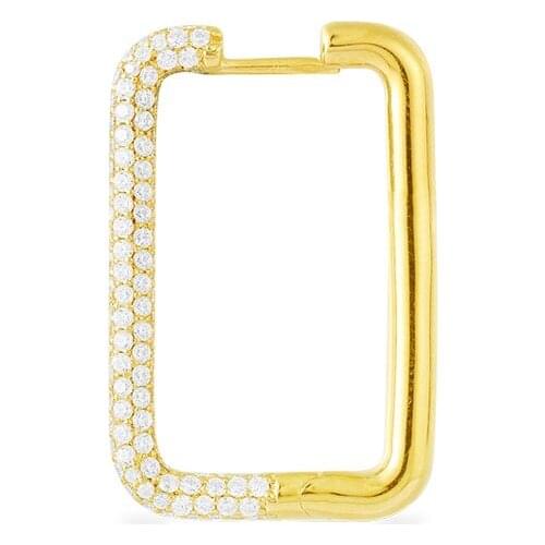 SLJELY 2020 New Fashion 925 Sterling Silver Gold Color Single Geometric Rectangle Earring Micro Cubic Zirconia 1pc for Women