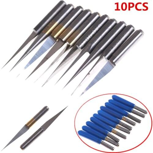 10Pcs 3.175mm Carbide PCB Engraving Bits CNC Router Tool 10 Degrees 0.1mm