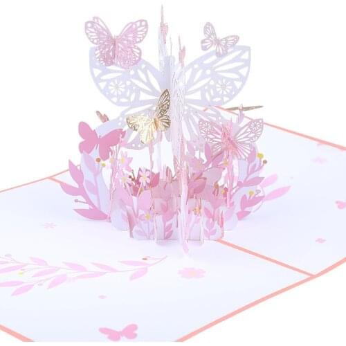 10pcs Handmade Origami Butterfly Basket Flower 3D Pop UP Greeting Invitation Card For Christmas Wedding Birthday Party Gift