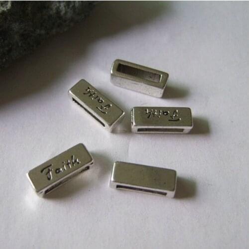 10pcs FAITH Flat Leather Bar Slider Beads For 10*2mm Flat Leather Cord Jewelry Findings