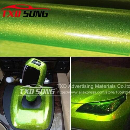 12/30/50/60CMX100CM/LOT Fluorescent Green High Glossy Glitter Diamond Car Wrap Color Change Film Glossy glitter vinyl sticker