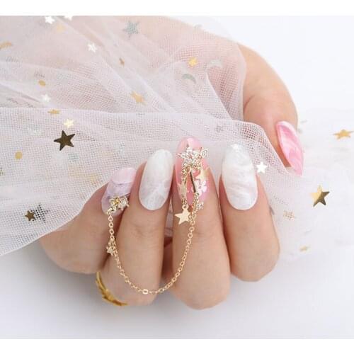 2 pieces of Pentagram Water Drop Crystal Pendant Chain amulet nail ornament 13 luxury zircon crystal diamond nails