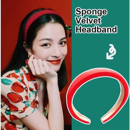 2cm Wide Solid Color Sponge Padded Headband Suede Bezel Hairbands Velvet Hair Hoop Girls Hair Accessories 2021 For Women