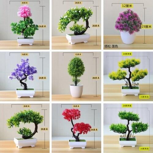 39Styles Welcome Pine Tree Potted Artificial Plants Bonsai Christmas Halloween Wedding Birthday Party Home Decor Fake Plants