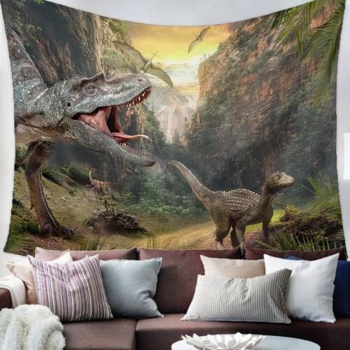 Jurassic Dinosaur 3D Primeval Forest Tapestry Bedroom Home Decoration Wall Blanket Tapestry Bedroom Wall Hanging Yoga Mat