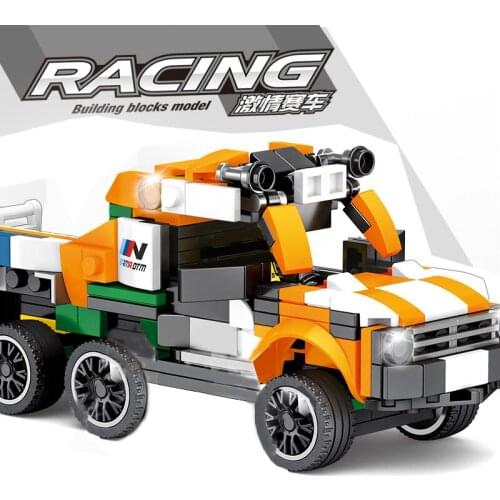 4 IN 1 Racing car Building Block Small Compatible With Brand 2020 Mini Truck Brick Car Models Boy Children Gift Toy 31011