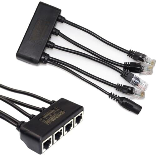 4 In 1 Power Over Ethernet Midspan Splitter Switch 10/100mbps IEEE802.3at/af 2A IP Camera Poe Splitter