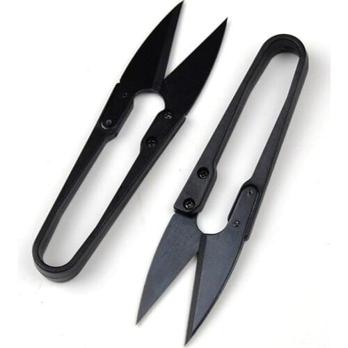 500pcs/lot U Shape Thread Yarn Scissors Black High-carbon Steel Embroidery Handheld Sewing Cutter Scissor Free Shipping ZA4052