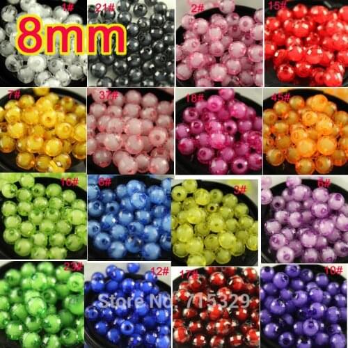 8mm 100pcs Acrylic Charm 96faceted round loose Beads Spacer pk color Jewelry Making Child Toy DIY Educational Toys Material