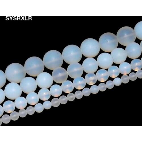 Free Shipping Dull Polish Natural Stone White Opal Beads For Jewelry Making DIY Bracelet Necklace Material 4/6/8/10 MM Strand