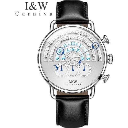 CARNIVAL Luxury Brand Fashion Watch Man Waterproof Unique Runway Design Chronograph Sport Quartz Wristwatches Relogio Masculino