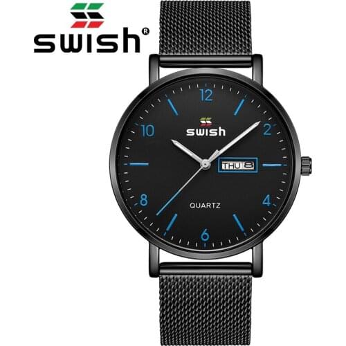 SWISH Ultra-thin Steel Quartz Watches Men Top Brand Luxury Fashion Milanese Band Arabic Wristwatch Waterproof Relogio Masculino