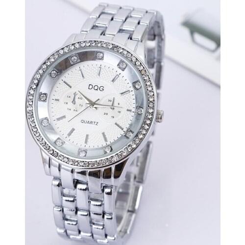 New Fashion Top Brand Quartz Watch Ladies Crystal Big Dial Stainless Steel Strap Womens Dress Watches Relogio Feminino Clock