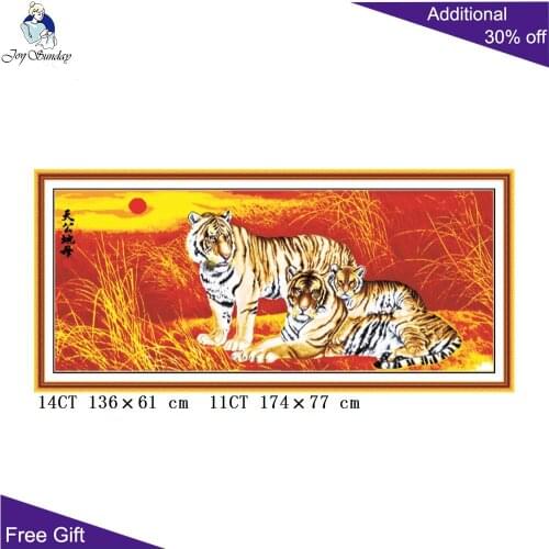 Joy Sunday Tiger Home Decoration D018 14CT 11CT Stamped and Counted The Heaven Father and the Earth Mother Cross Stitch Kits