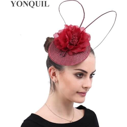 Elegant Marron Floral Women Ladies Hats Fascinators Party Hair Clips With Quil Decor Party Headwear With Hair Clips SYF562