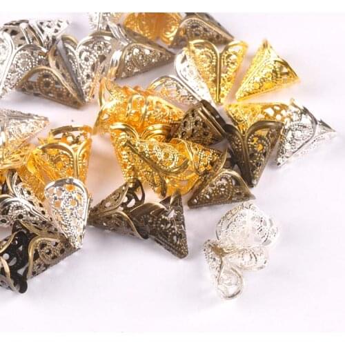 Gold/silver/Bronze 50Pcs Hollow Filigree Wraps Flowers Connectors Metal Crafts Embellishments For DIY Scrapbookings Home Decor