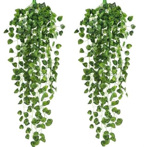 2Pcs Artificial Ivy Garland Fake Hanging Vine Plants Faux Foliage Garland for Party Wedding Garden Kitchen Home Office Hanging B