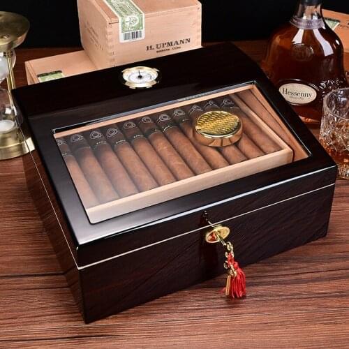 Quality Cigar Humidor Natural Cedar Wood Painted Large-Capacity Storage Sealed Humidor 282x235x147 Rosewood Grain Cigarettes Box