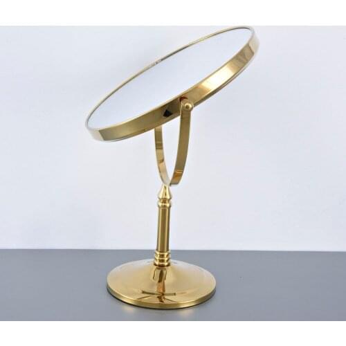 Gold Brass 8" Beauty Cosmetic Deck Mounted Bathroom Mirror Magnifying Makeup Mirror Wba638