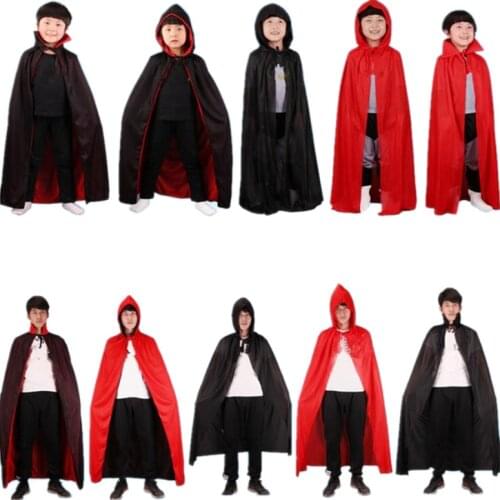 Kids Adults Black Red Death Devil Vampire Cloak Stage Performance Cloak Birthday Party Cosplay Costume Halloween Christmas Xmas