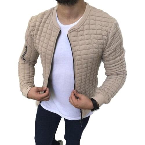 Jackets Fashion Men Autumn Round Neck Long Sleeve Slim Zip Jacket Casual Sports Coat