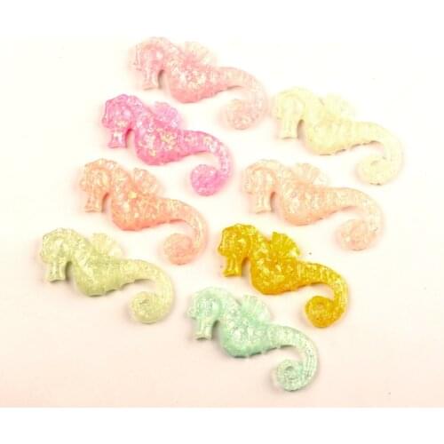 LF 20Pcs Mixed Resin Bling Seahorse Decoration Crafts Flatback Cabochon Kawaii DIY Embellishments For Scrapbooking Accessories