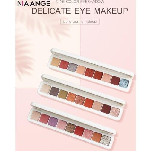 MAANGE 9 Colors Eyeshadow Palette Shimmer Glitter Matte Neon Palette Eyeliner Makeup Kit Beauty Party Palette Maquillage