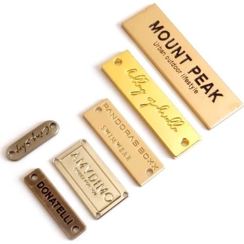 Custom Personalized Logo Metal Labels For Wallet Customized Clothes Metal Labels Customize Metal Plates For Clothing Leader Tag
