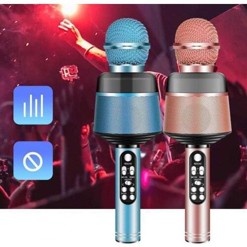 Q008 Mini Bluetooth 5.0 Wireless Handheld Microphone Singing Recorder Surround Sound Colorful Lights Karaoke Mic for home