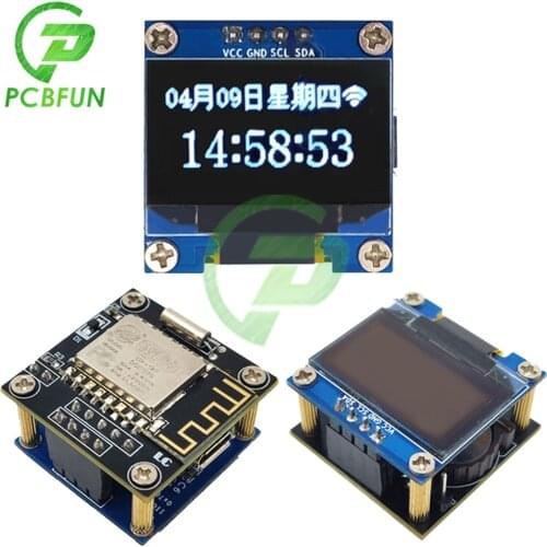 ESP8266 0.96 inch WiFi Clock Weather Module 0.96" OLED LCD Display Module ESP-12F IIC I2C Interface 5V Without CR1220 Battery