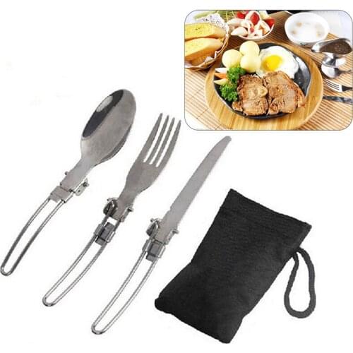 Portable 1PC Stainless Steel Spoon & Fork+Knife Chopsticks 4 in 1 Folding Cutlery Set Multifunctional Outdoor Tableware Set