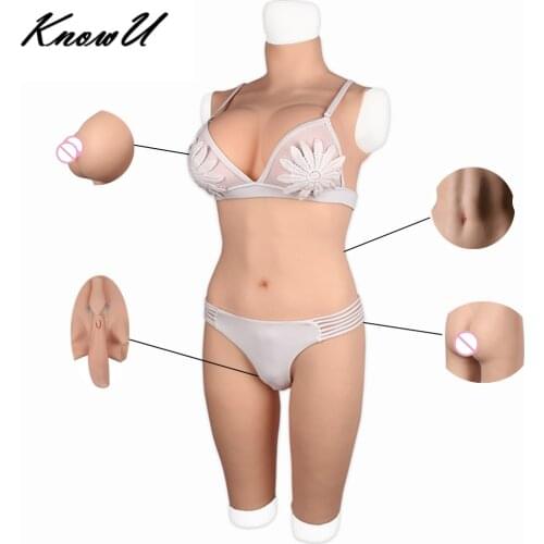 KnowU Fake Boobs Full Bodysuit D Cup Silicone Breast Forms Transgender Drag Queen Transgénero транссексуалов transgenres
