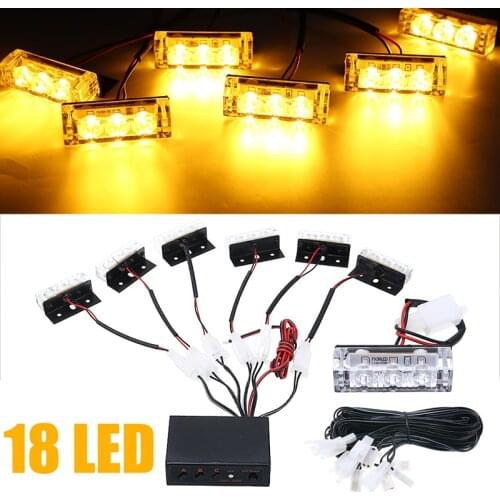 New Arrival 6pcs 12V Amber Car 3LED Grill Bar Light Emergency Flashing Strobe Light Warning Strobe Lamp