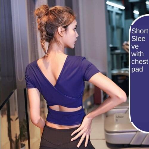 New Sexy Slim Fit Elastic Quick Dry Exercise Fitness Yoga Solid Color Trend Fashion Short Sleeve Workout Crop Tops for Women