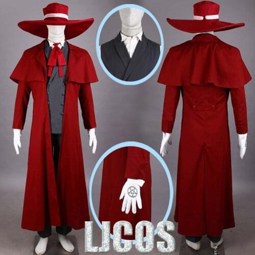 Athemis New Vampire Hunter Cosplay Hellsing Alucard Costumes Cool Man Suit and High Cotton Content Long Coat Best Outfits