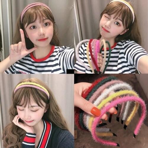 Simple Solid Color Hair Bands Wash Face Plush Headbands Non-slip Head Hoop Sweet Headwear Turban Hair Accessories For Women Girl