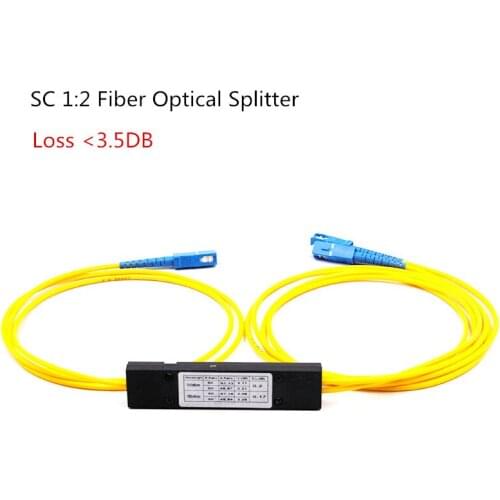 High Quality FTTH 1x2 SC FC Fiber Splitter Wavelength 1310-1550nm FBT Splitter Optical Coupler Pigtails Loss Less than 3.5db