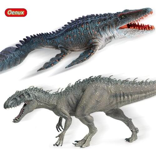 Oenux Original Savage Jurassic Indominus Rex Mosasaurus Action Figures Tyrannosaurus Dinossauro World Animals Model Kid Toy