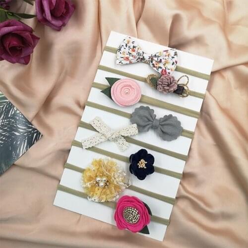 Wholesale Bulk 100pc/lot Princess Vintage Floral Hair Bows With Nylon Headband Felt Flower Headband for Children Girls Headwear