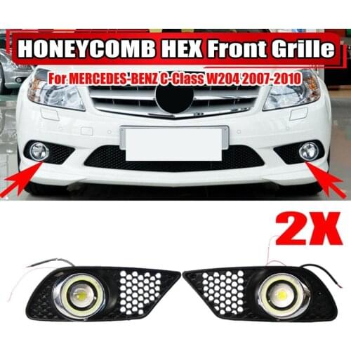 NEW-Front Bumper Fog Light Grill Fog Lamp Cover HONEYCOMB HEX Grille for MERCEDES-Benz C-Class W204 2007-2010 A2048850253
