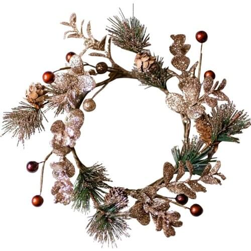 Christmas home decoration garland Pine Needles snow Golden pine cones Pine Cone Wreath new year Xmas Wreath Lanyard vine navidad
