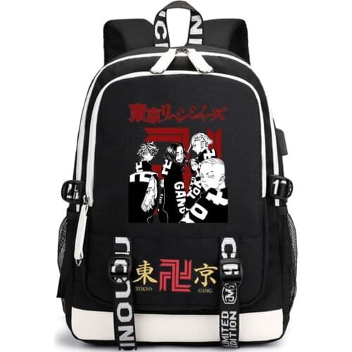 Tokyo Revengers Anime Printed Backpack USB Black Computer Men Women Travel Daypack Student School Bookbag Casual Shoulder Bags