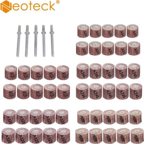 Neoteck 50pcs 12mm Flap Wheel Shaft Sanding Sandpaper Drill Polish Disc For Rotary Tool 80~600 Grit Flap Wheel Sandpaper