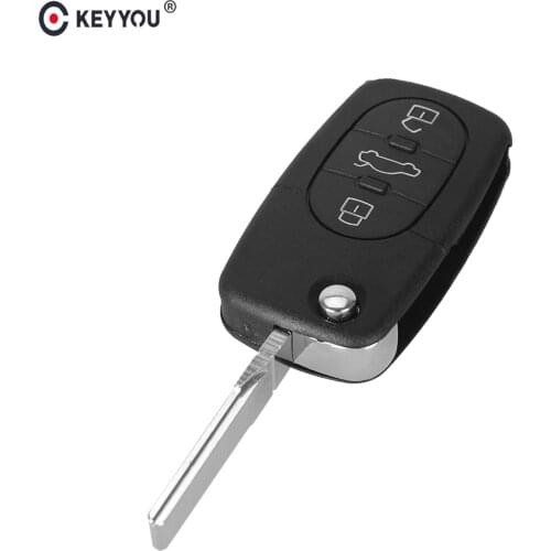 KEYYOU 10X 3 Buttons Folding Flip Remote Key Shell & Blade HAA For Audi A2 A3 A4 A6 A8 TT CR2032 Fob Control Car Key Blank Case