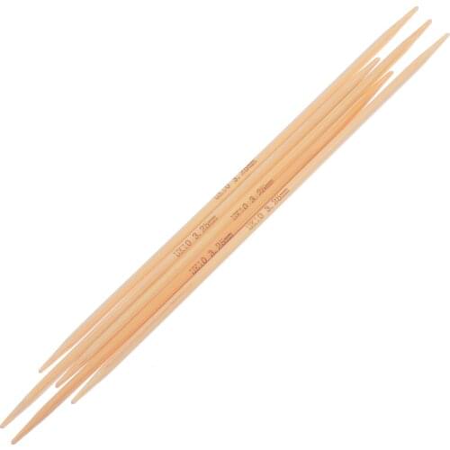 Natural Bamboo Knitting Needles Double Pointed Hand Sewing Crochet Hooks Set Home Supplies UK10/3.25mm 15cm long,5PCs/Set