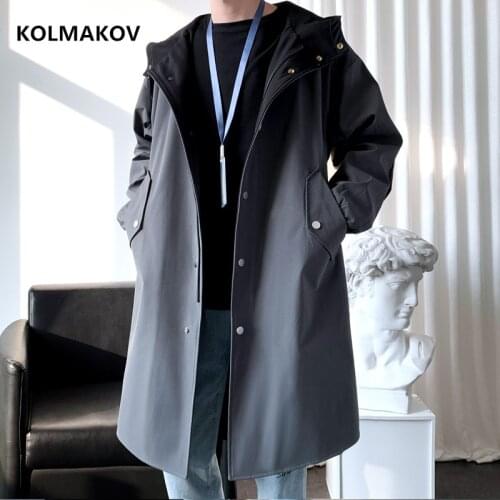 2021 spring Long style coat mens High quality casual trench coat , casual hoooded jackets men,Mens Clothing Windbreakers FY33