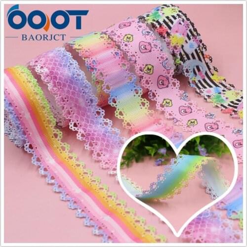 I-19625-1445,30mm New hollow cartoon printed grogren ribbon 10yards Headgear bow DIY handmade Gift wrapping decoration